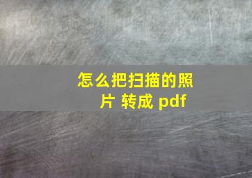 怎么把扫描的照片 转成 pdf